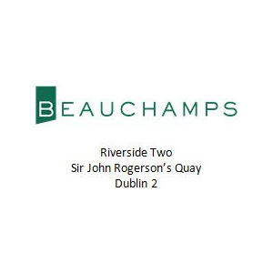 Beauchamps logo with address: Riverside Two, Sir John Rogerson’s Quay, Dublin 2