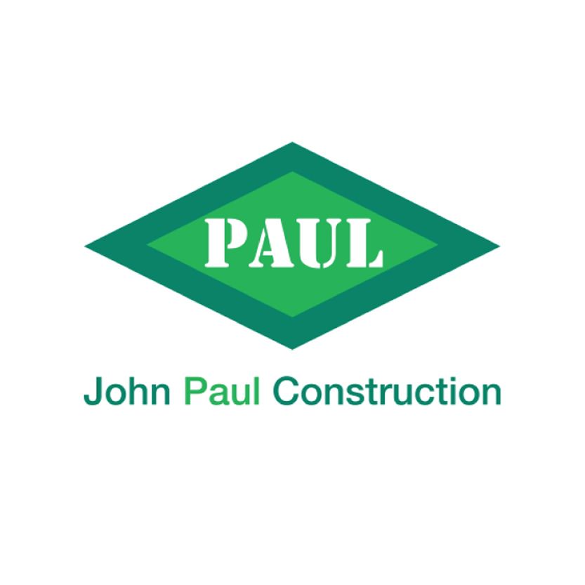 John Paul Construction logo: green diamond with “PAUL” and company name below