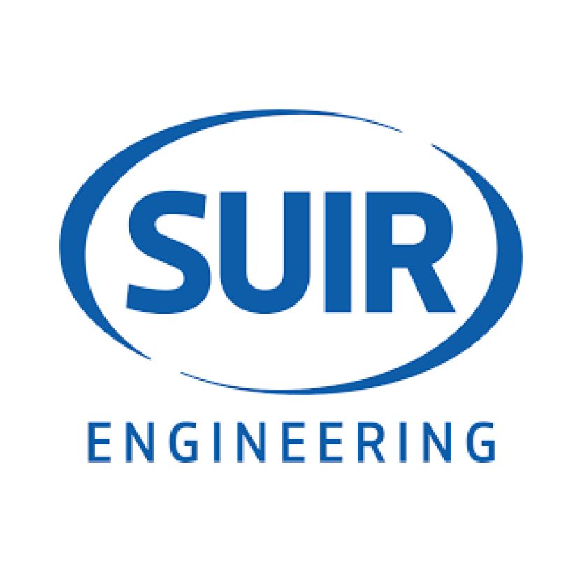 SUIR Engineering logo in blue with an oval swoosh around the text