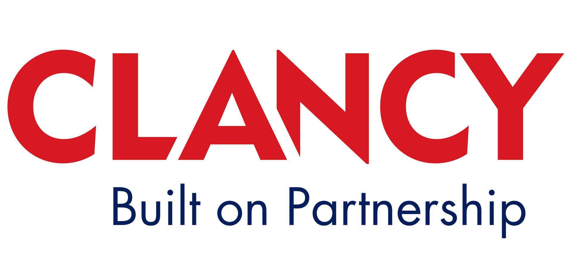 CLANCY logo in red with blue tagline “Built on Partnership”