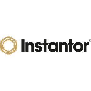 Instantor logo: black wordmark with a gold circular emblem on a white background