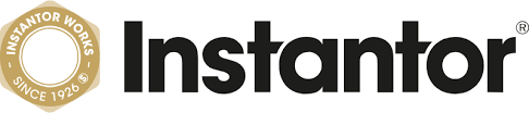 Instantor logo with gold circular seal and black wordmark on white background