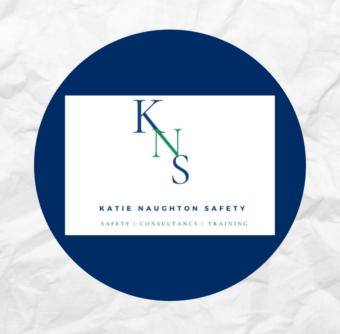 Katie Naughton Safety logo: navy circle with white center and KNS monogram
