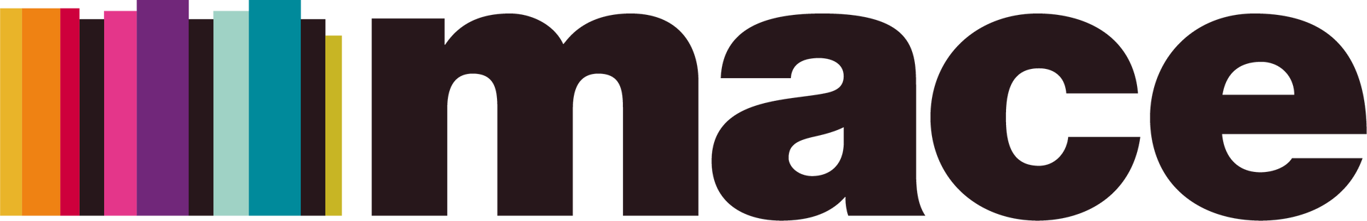 Imace logo with multicolored vertical stripes and black lowercase text