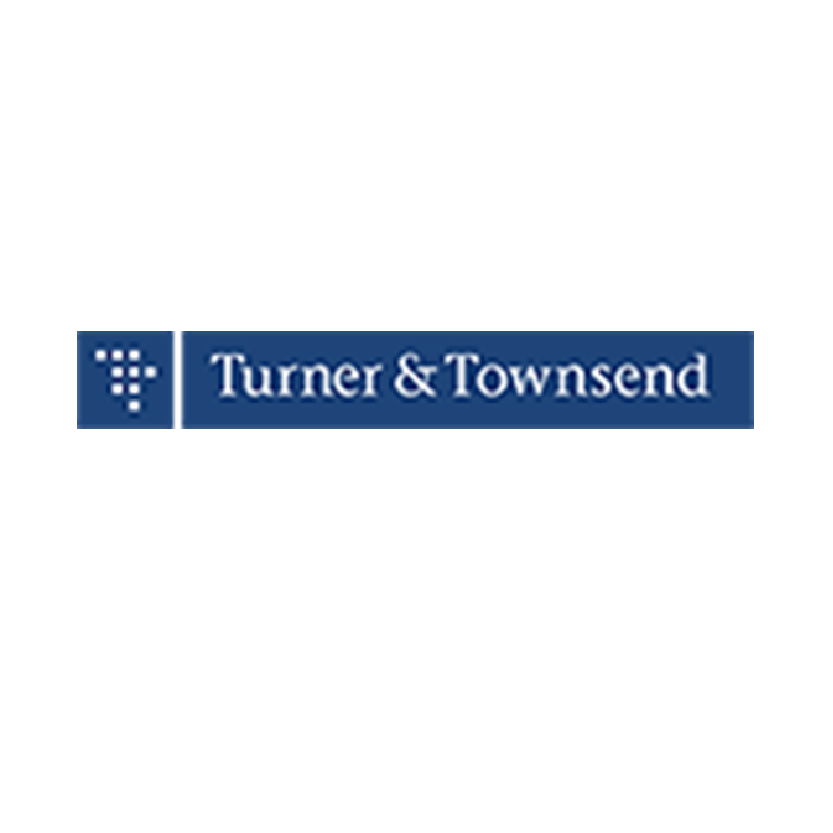 Turner & Townsend logo in white on a blue rectangular banner.