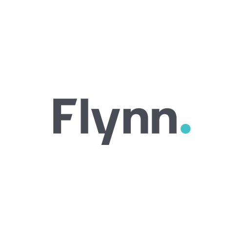 Flynn logo in dark gray with a teal dot on a white background