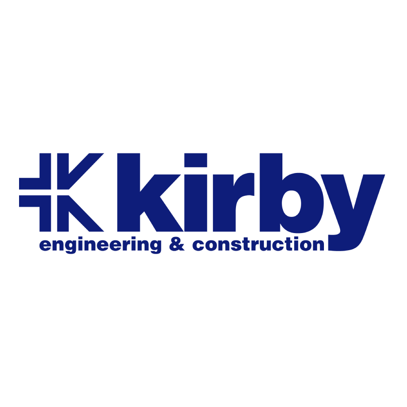 Kirby engineering & construction logo in navy blue on a white background
