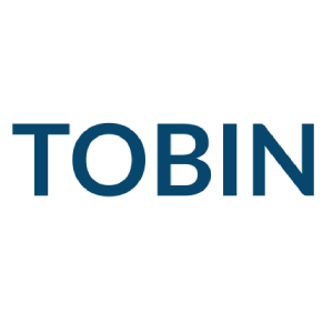 Blue “TOBIN” wordmark on a white background