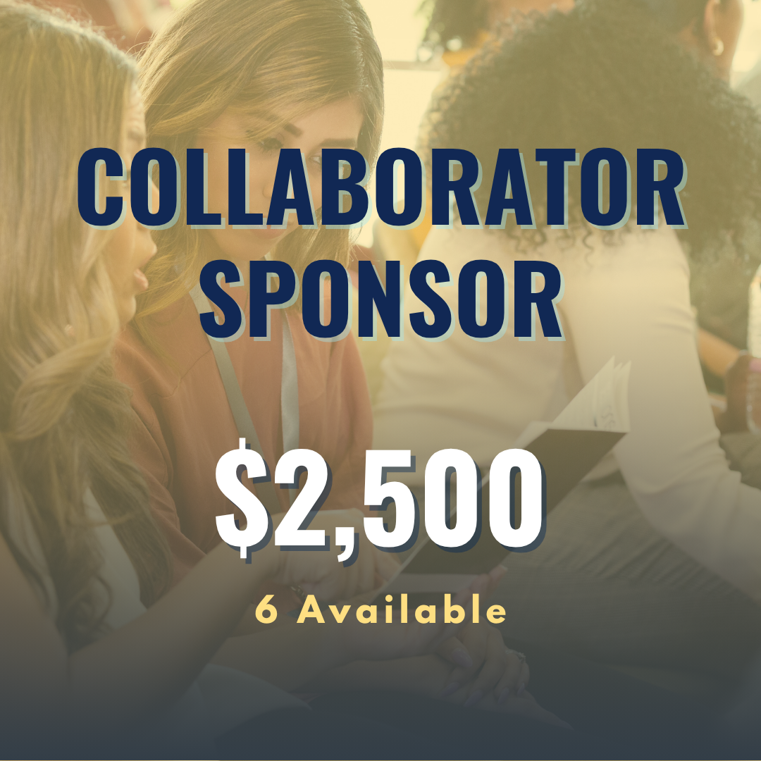 Collaborator sponsor sign with $2,500 and “6 Available” over blurred crowd background
