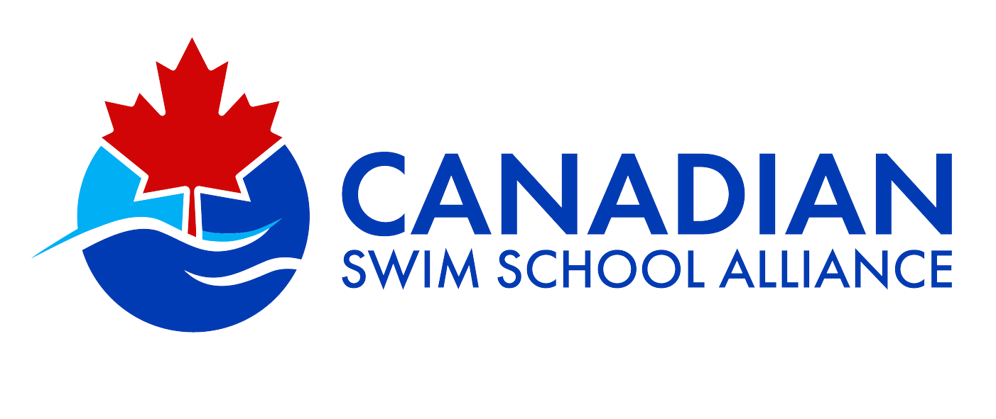 Canadian Swim School Alliance logo with red maple leaf and blue waves
