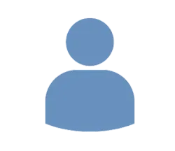 Blue generic user avatar icon on a white background