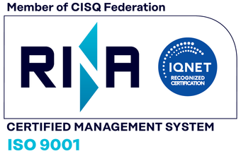Un logo per un sistema di gestione certificato iso 9001.