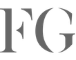 A close up of the letter fg on a white background.