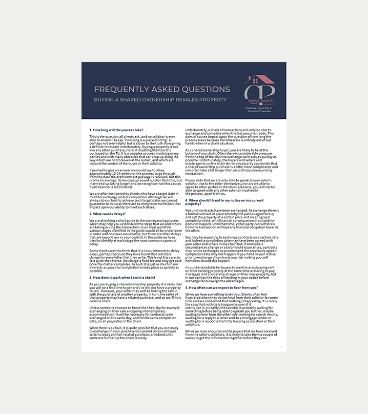 FAQ flyer with dark blue header and two columns of small text on a white page.