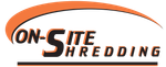 On-Site Shredding logo with orange arc and black/orange text on white background