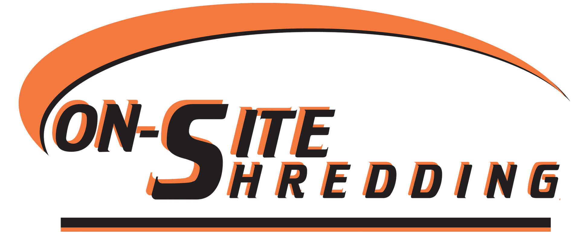 On-Site Shredding logo with orange arc and black/orange text on white background