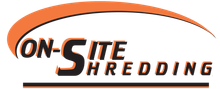 On-Site Shredding logo with orange arc and black/orange text on white background