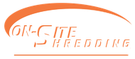 Orange On-Site Shredding logo with stylized arc and underline