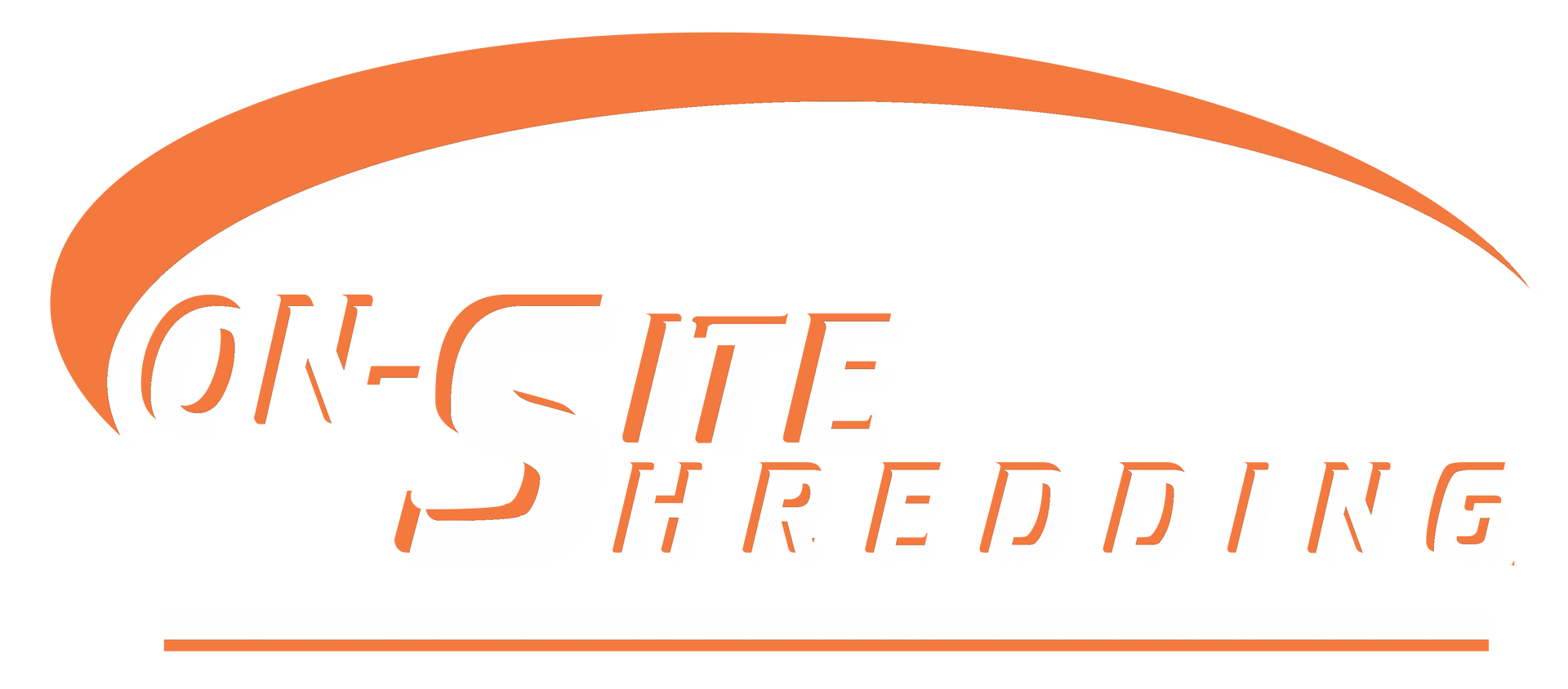 Orange On-Site Shredding logo with stylized arc and underline