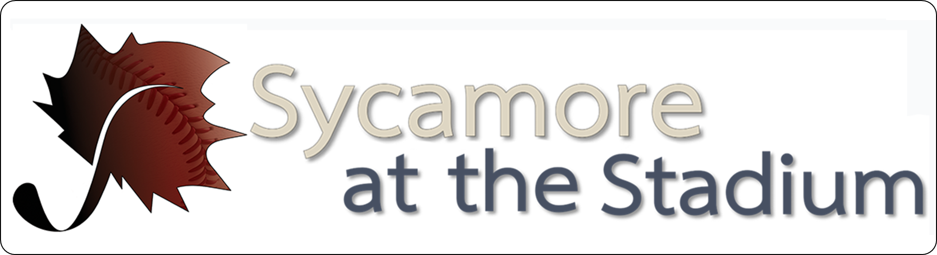 Sycamore at the Stadium logo with a dark red leaf and text.