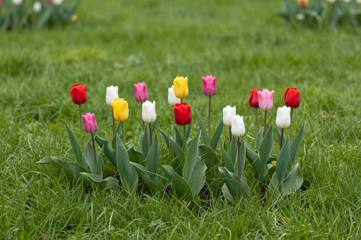 Spring lawn with fresh grass