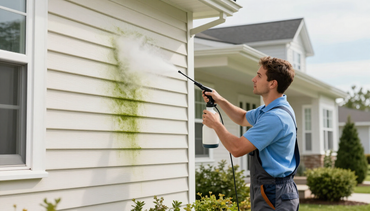 Soft washing vinyl siding