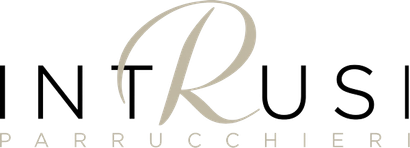 Logo stilizzato “INTRUSI” con la scritta “PARRUCCHIERI” sottostante, in nero e beige su sfondo bianco.