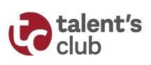 Logotipo do Talent's Club em texto marrom e cinza escuro com um ícone estilizado de