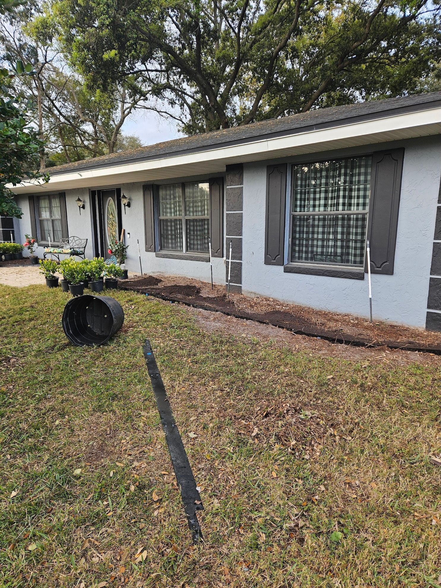 New flowerbed installation.