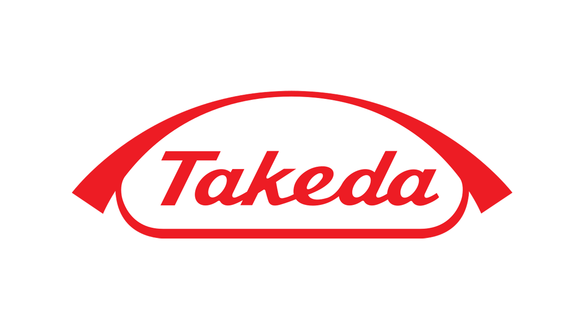 Takeda logo: Red stylized arch and rectangle surround