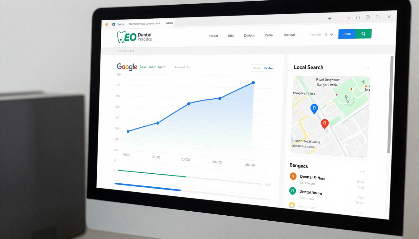 Dental practice SEO analytics dashboard showing keyword rankings and Google Business Profile data — a free SEO report from Dental Marketing Heroes