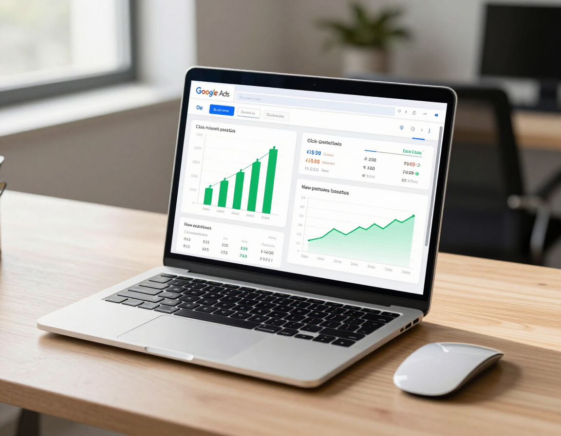 Google Ads campaign dashboard showing high-performing dental PPC results — click-through rates, conversions, and new patient leads from expert Google Ads management for dentists