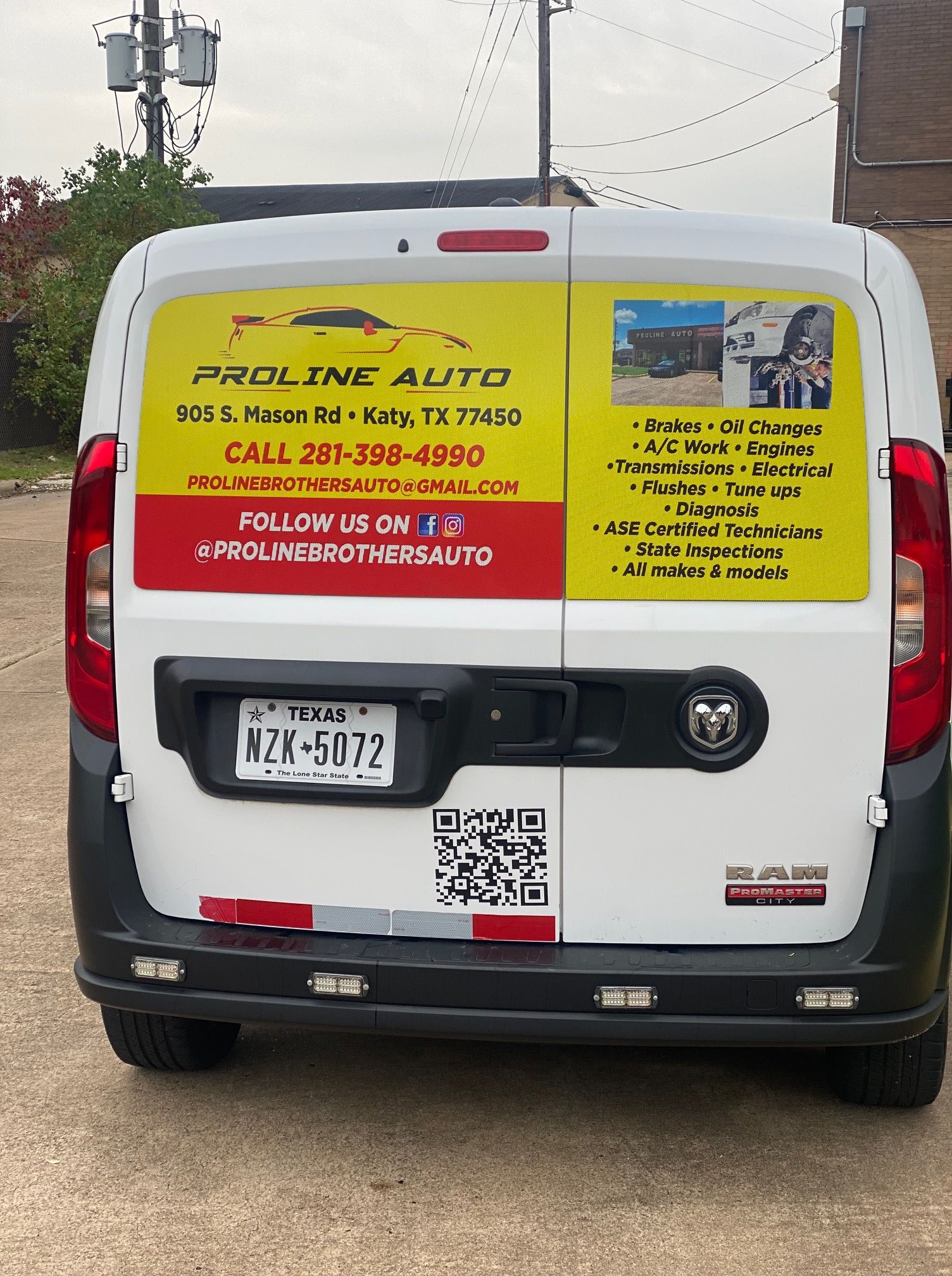 White RAM van with company logo | Proline Auto
