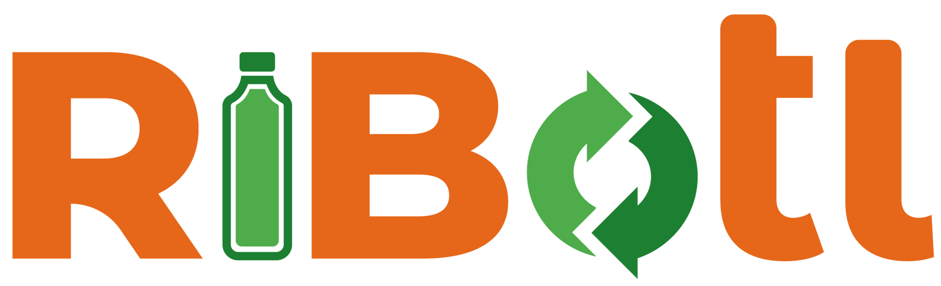 The word "RIBotl" in orange, with a green bottle icon for the "I" and a green recycling symbol for the "o".