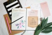 An open planner labeled