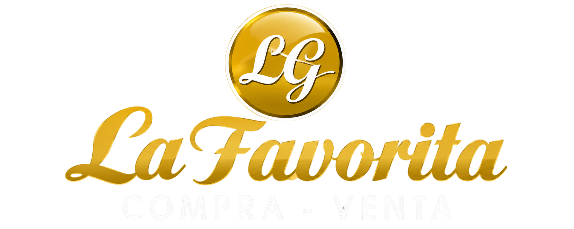 Logotipo de Gold La Favorita con un emblema circular «LF» sobre un texto en cursiva estilizada