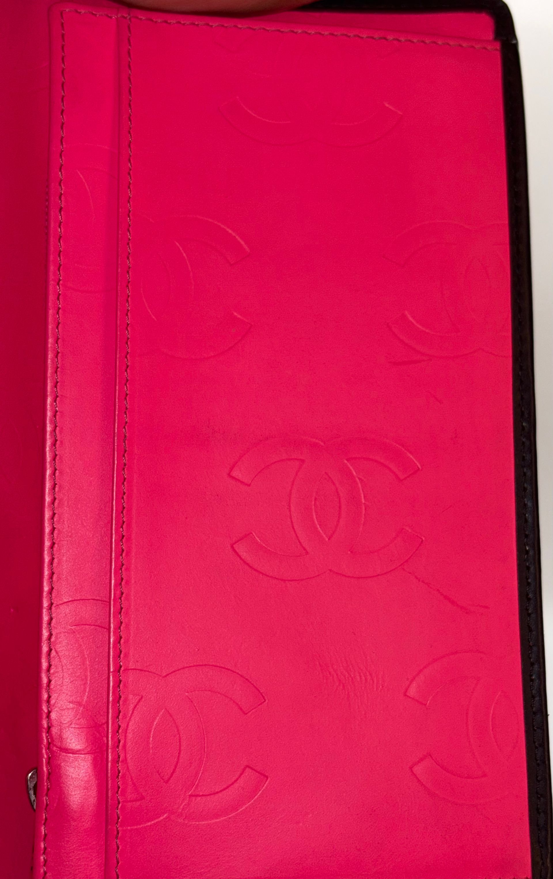 CHANEL Cambon Long Wallet Black/Pink 7