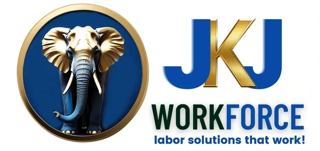 Logo of JJK Workforce, with an elephant emblem and text