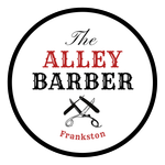 A logo for the alley barber in frankston.
