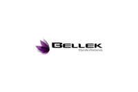 A logo for bellek solutions with a purple flower on a white background.