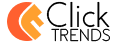 The logo for click trends is orange and black with a circle in the middle.