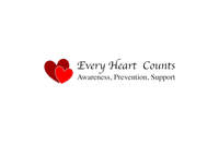 A logo for every heart counts awareness , prevention , support.