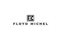 A black and white logo for floyd michel on a white background.
