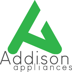 The logo for addison appliances is green and black