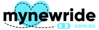 A logo for mynewride.com.au with a heart in the middle