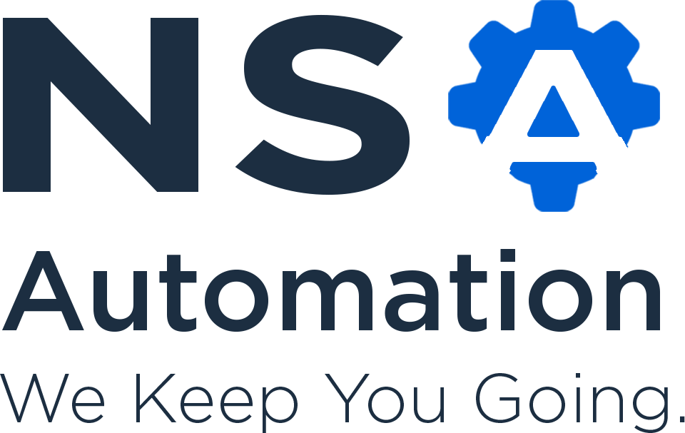 The logo for nsa automation says `` we keep you going ''.