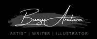 A black and white logo for a writer and illustrator