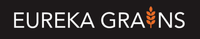 A logo for eureka grains with a wheat ear on a black background