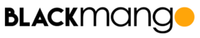A black and orange logo for a company called blackmango
