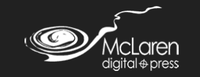 A black and white logo for mclaren digital press